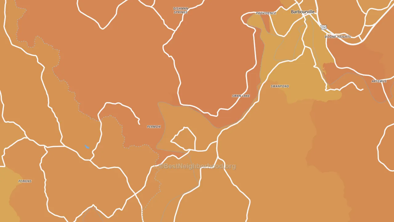 Map of the best neighborhoods in the Siler area, with better matches in green and worse matches in red