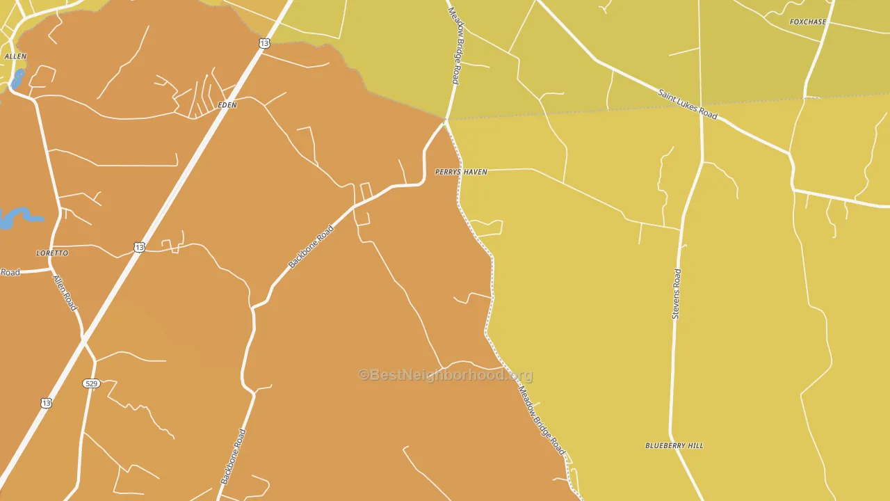 Map of the best neighborhoods in the Siloam area, with better matches in green and worse matches in red