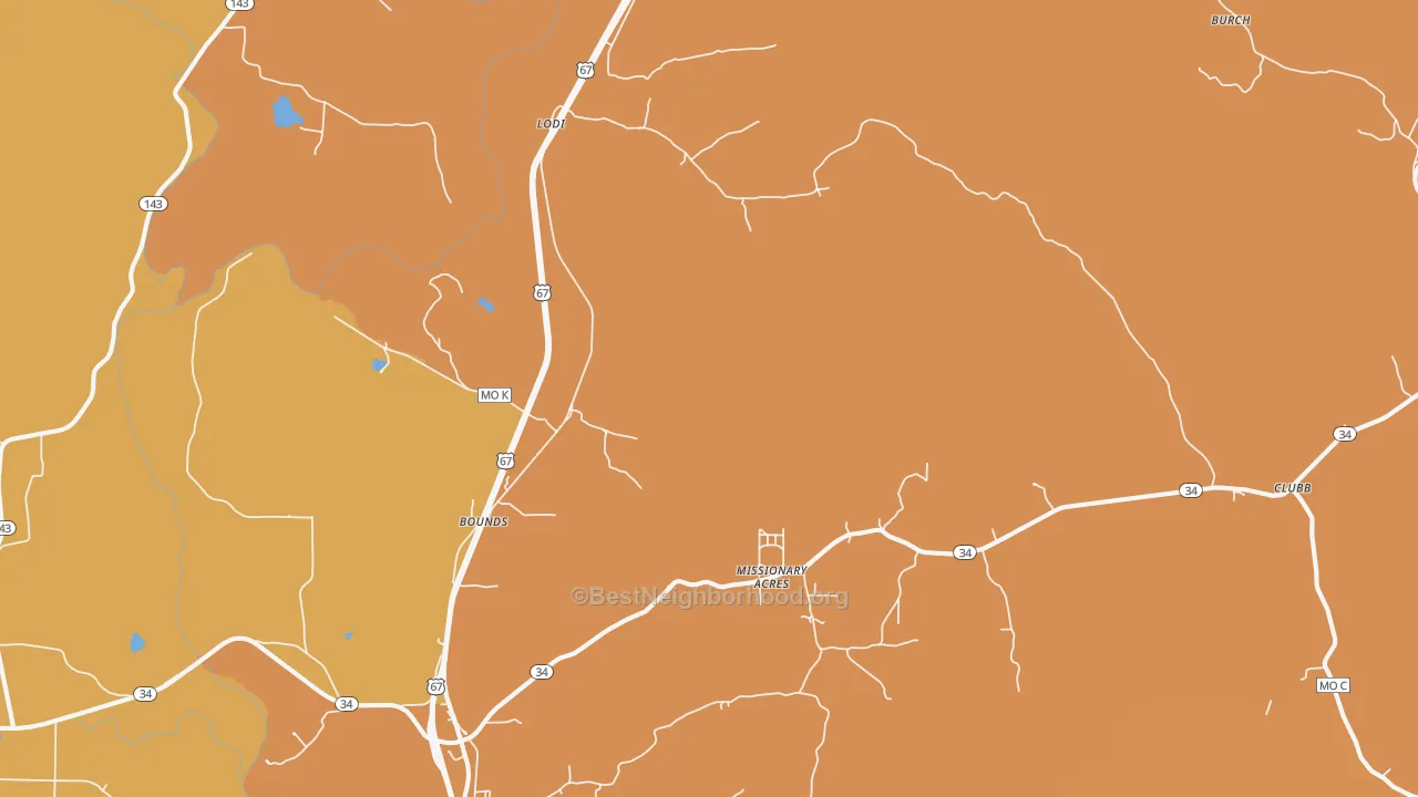 Map of the best neighborhoods in the Silva area, with better matches in green and worse matches in red