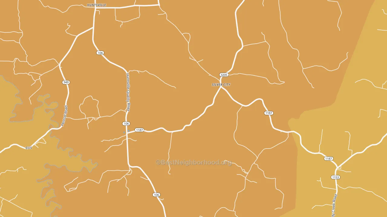 Map of the best neighborhoods in the Silver City area, with better matches in green and worse matches in red