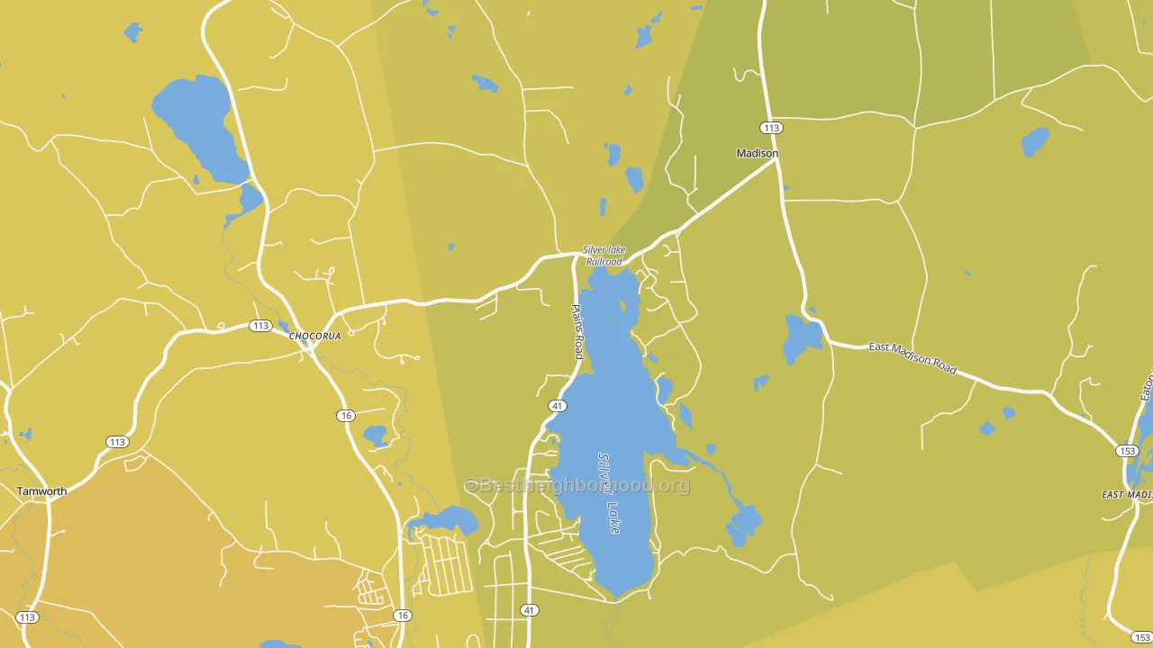 Map of the best neighborhoods in the Silver Lake area, with better matches in green and worse matches in red