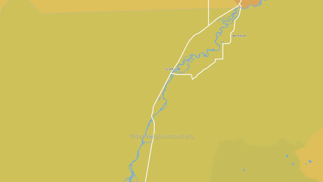 Map of the best neighborhoods in the Silver Star area, with better matches in green and worse matches in red