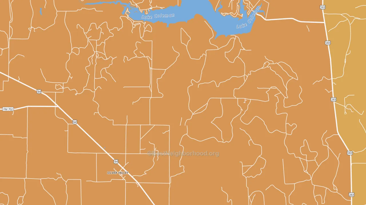Map of the best neighborhoods in the Silver Valley area, with better matches in green and worse matches in red