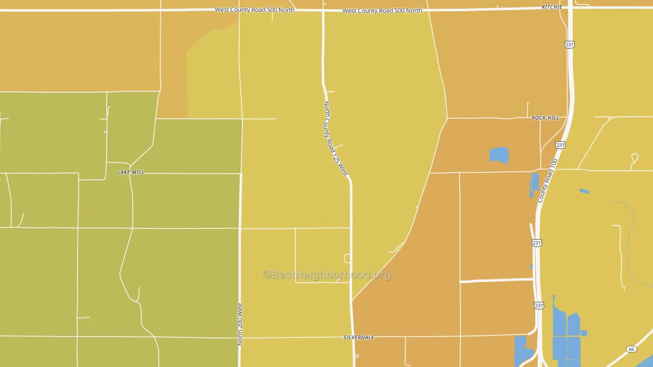 Map of the best neighborhoods in the Silverdale area, with better matches in green and worse matches in red