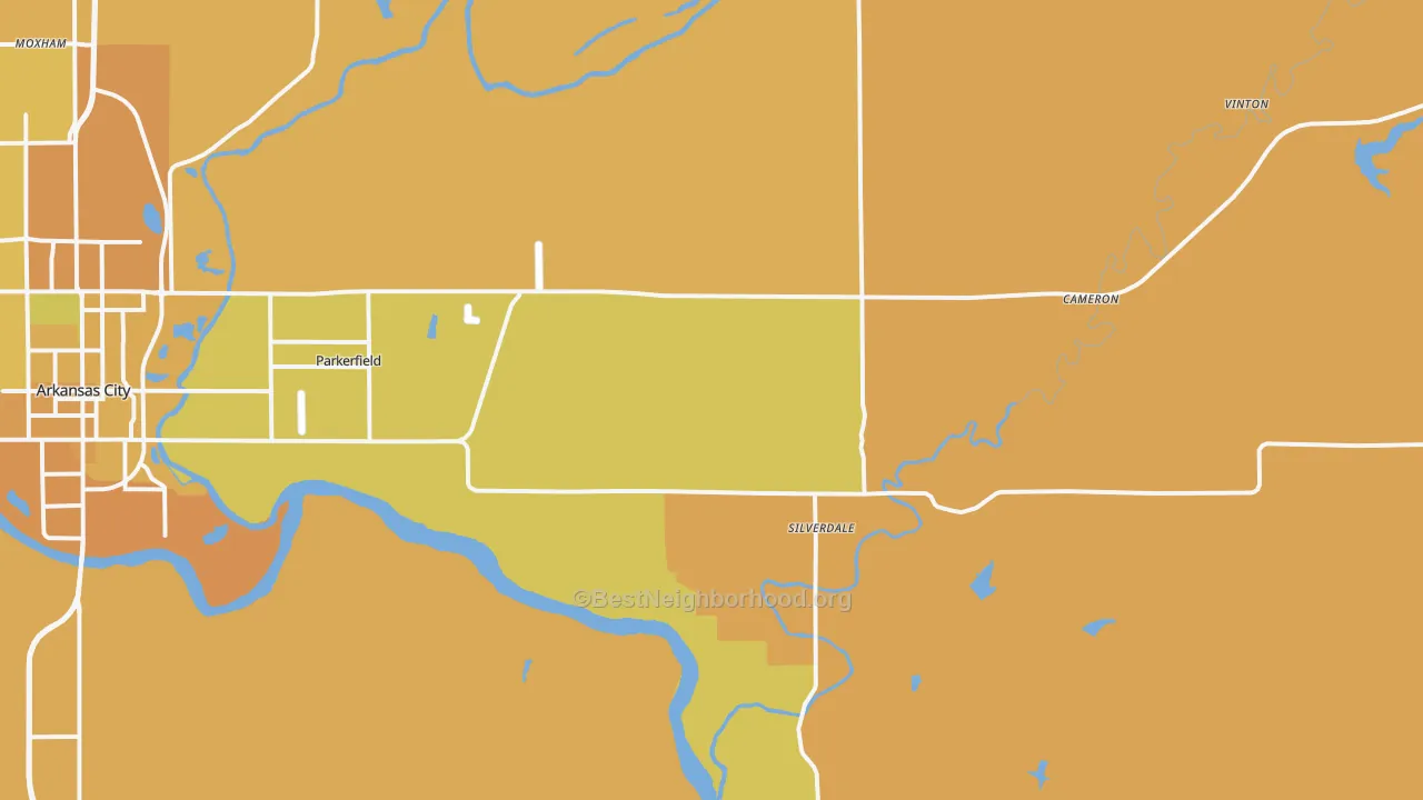 Map of the best neighborhoods in the Silverdale area, with better matches in green and worse matches in red