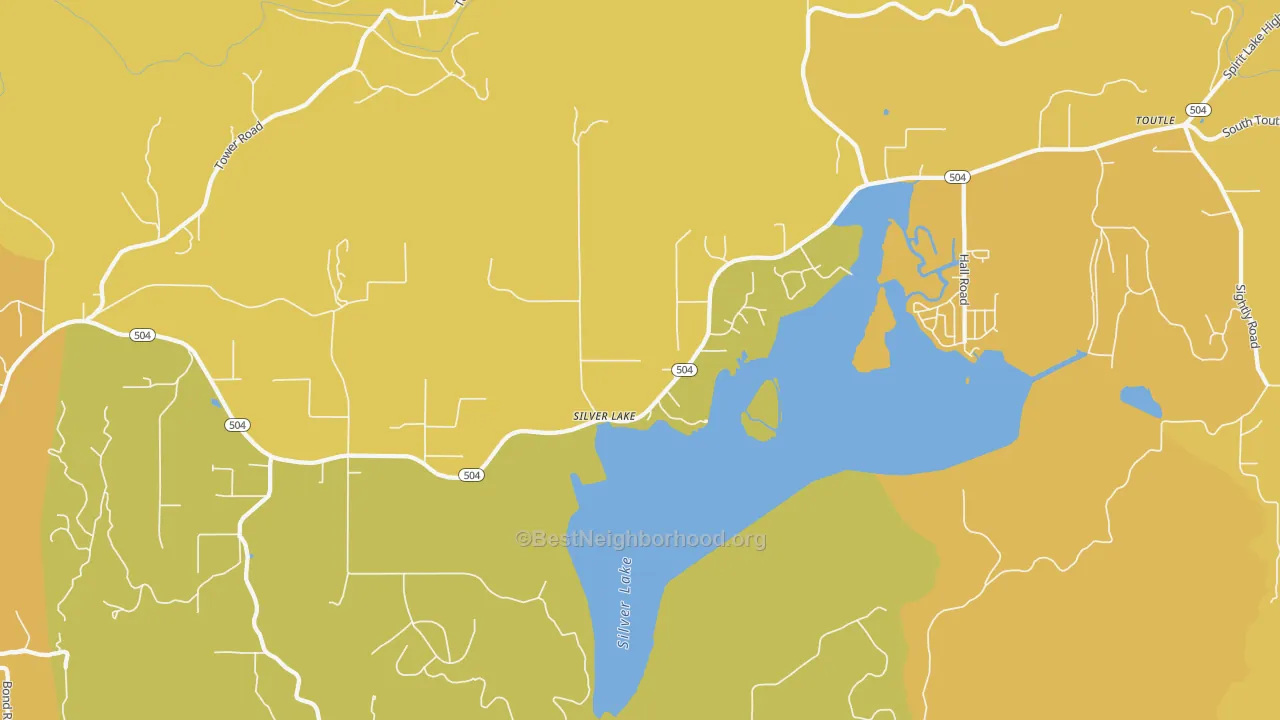 Map of the best neighborhoods in the Silverlake area, with better matches in green and worse matches in red