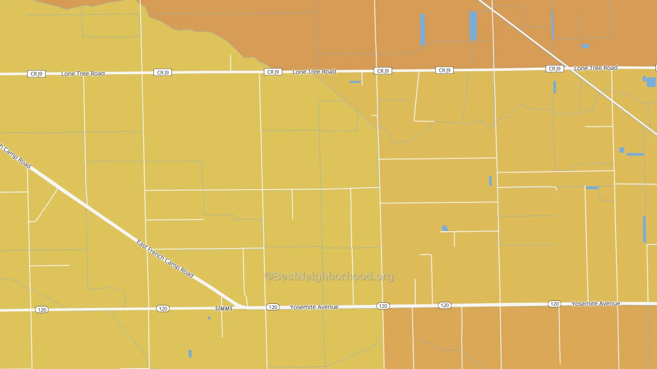 Map of the best neighborhoods in the Simms area, with better matches in green and worse matches in red