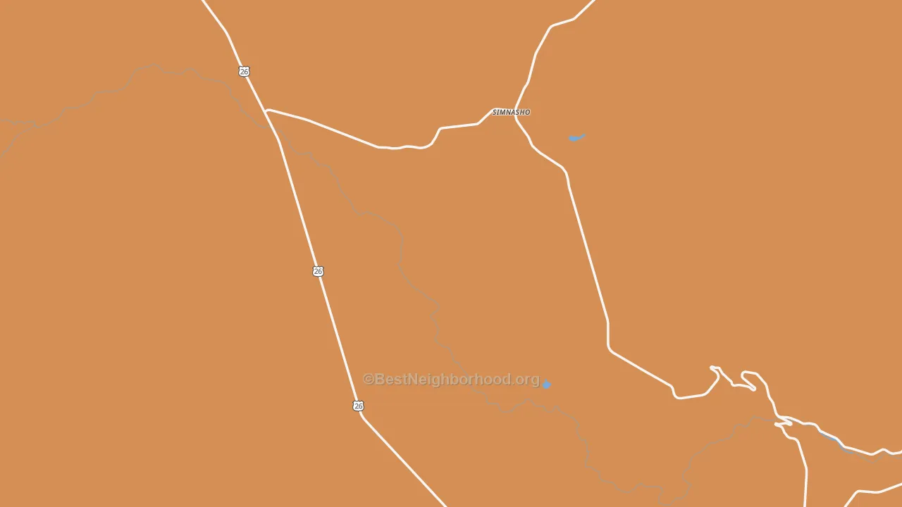 Map of the best neighborhoods in the Simnasho area, with better matches in green and worse matches in red