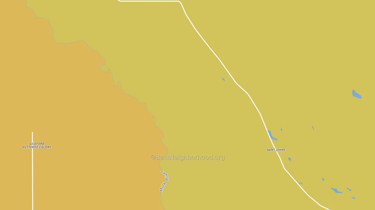 Map of the best neighborhoods in the Simpson area, with better matches in green and worse matches in red