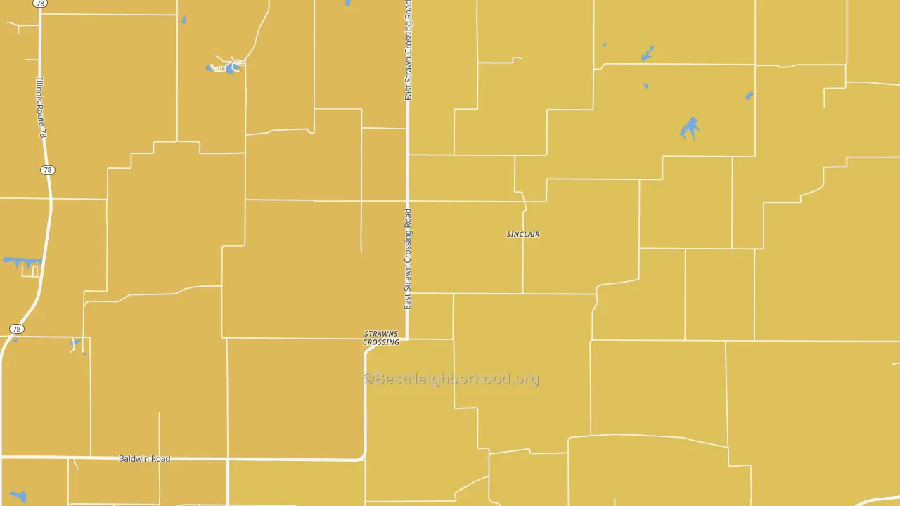 Map of the best neighborhoods in the Sinclair area, with better matches in green and worse matches in red