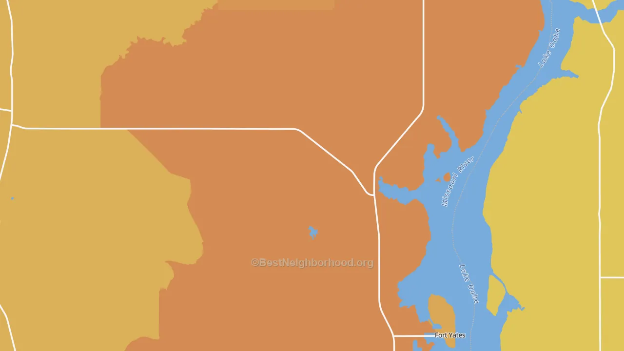 Map of the best neighborhoods in the Sioux County area, with better matches in green and worse matches in red