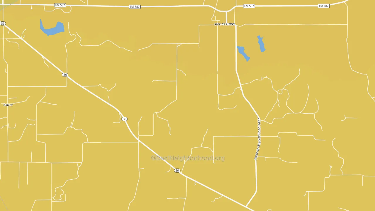 Map of the best neighborhoods in the Sipe Springs area, with better matches in green and worse matches in red