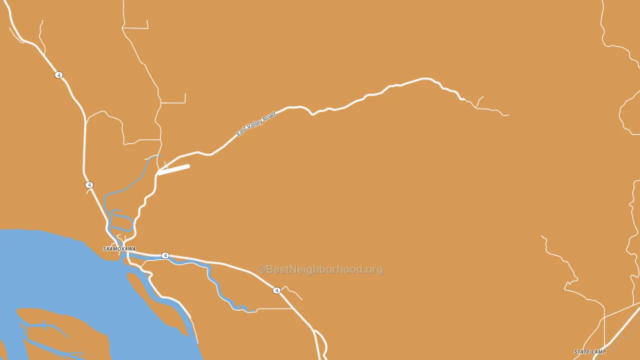 Map of the best neighborhoods in the Skamokawa Valley area, with better matches in green and worse matches in red