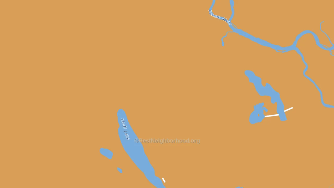 Map of the best neighborhoods in the Skwentna area, with better matches in green and worse matches in red