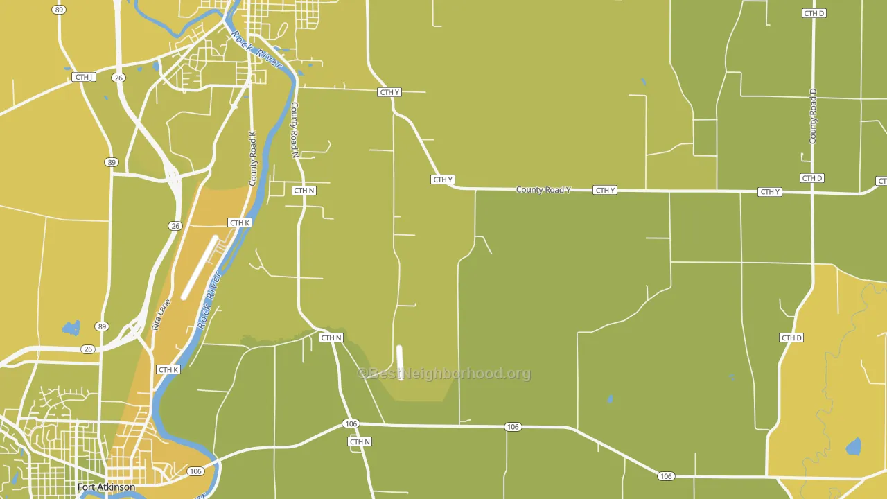 Map of the best neighborhoods in the Slabtown area, with better matches in green and worse matches in red