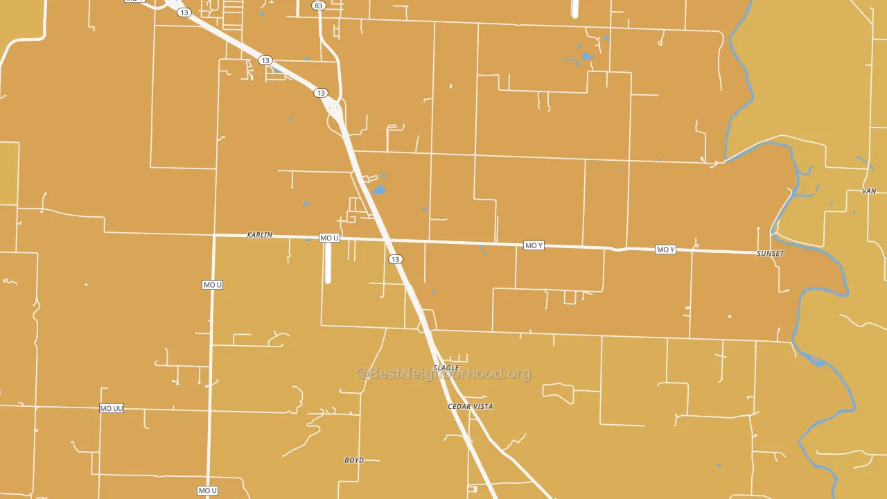 Map of the best neighborhoods in the Slagle area, with better matches in green and worse matches in red