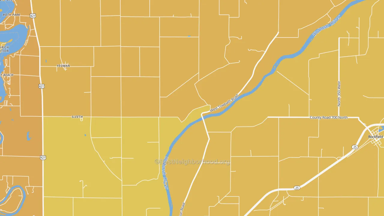 Map of the best neighborhoods in the Sleeth area, with better matches in green and worse matches in red