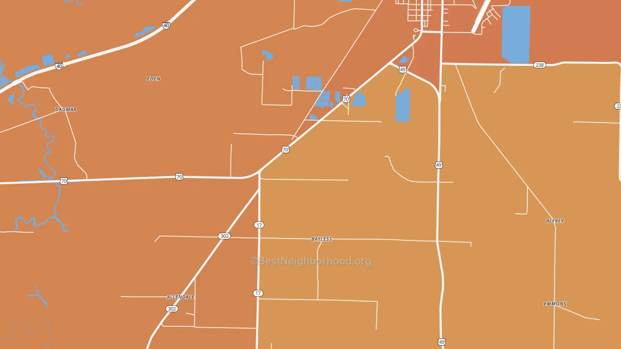Map of the best neighborhoods in the Smale area, with better matches in green and worse matches in red
