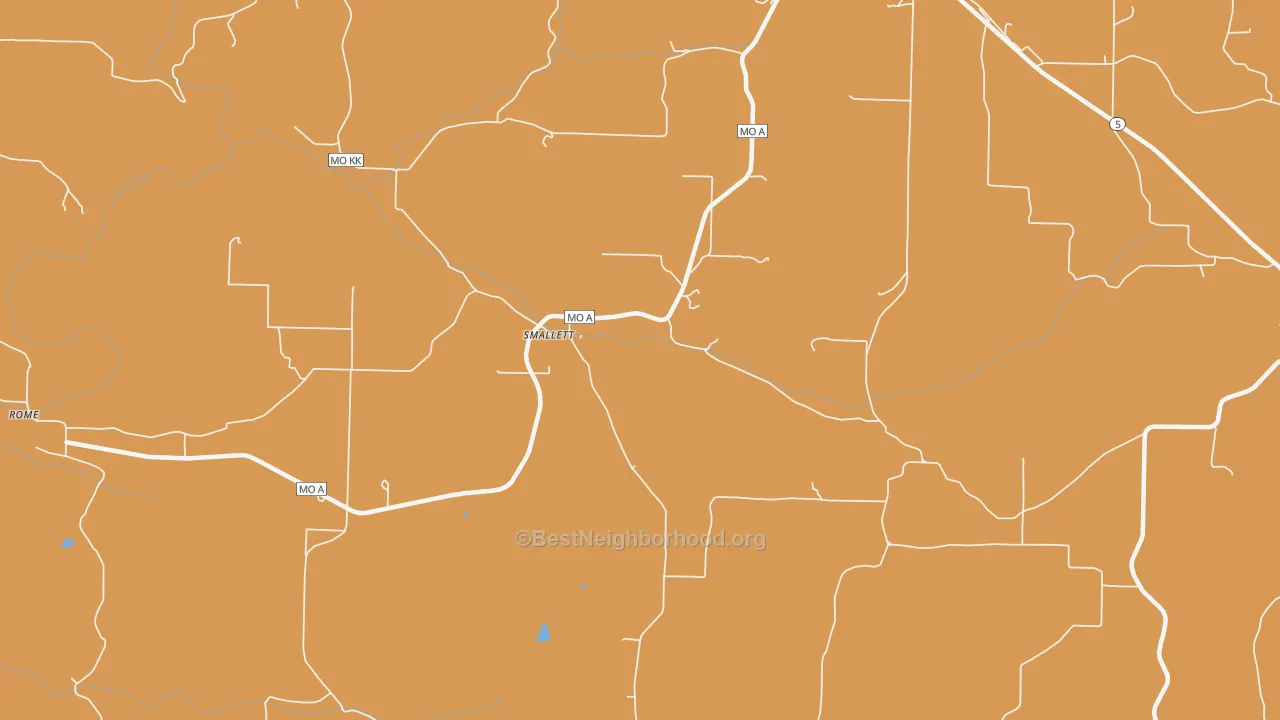 Map of the best neighborhoods in the Smallett area, with better matches in green and worse matches in red