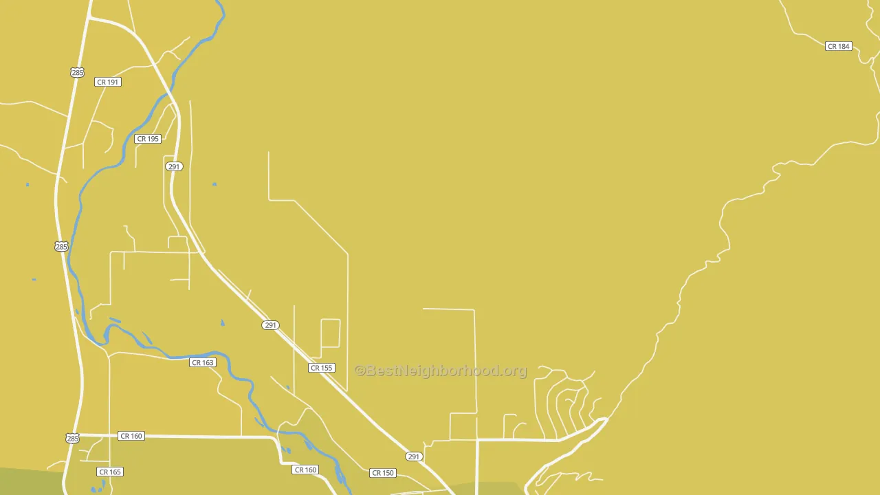 Map of the best neighborhoods in the Smeltertown area, with better matches in green and worse matches in red