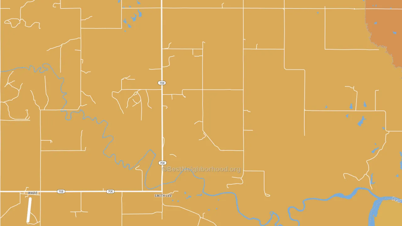 Map of the best neighborhoods in the Smith-Lee area, with better matches in green and worse matches in red