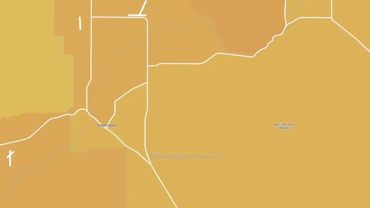 Map of the best neighborhoods in the Smith area, with better matches in green and worse matches in red