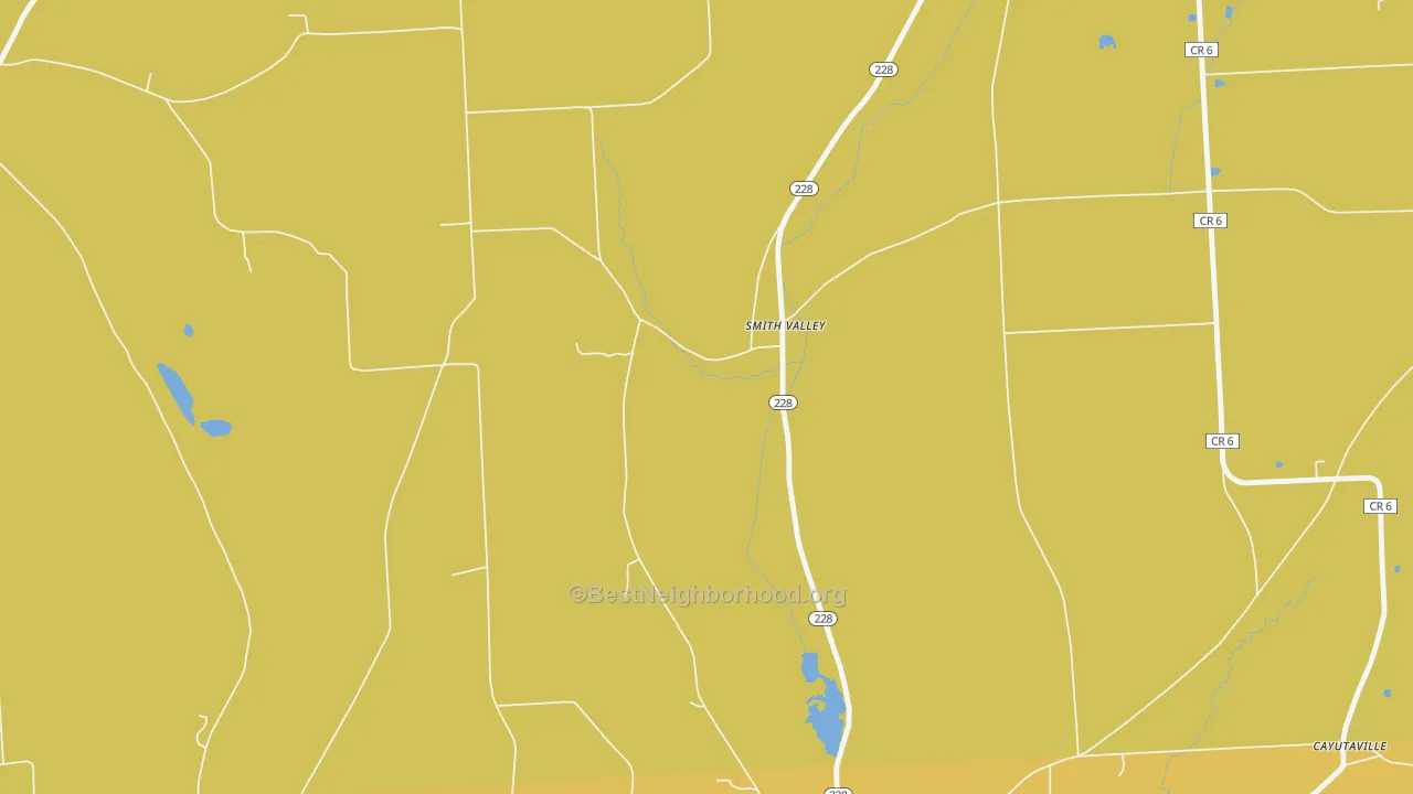 Map of the best neighborhoods in the Smith Valley area, with better matches in green and worse matches in red