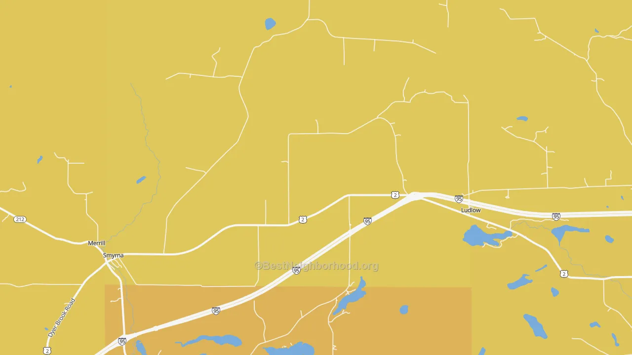 Map of the best neighborhoods in the Smyrna Center area, with better matches in green and worse matches in red