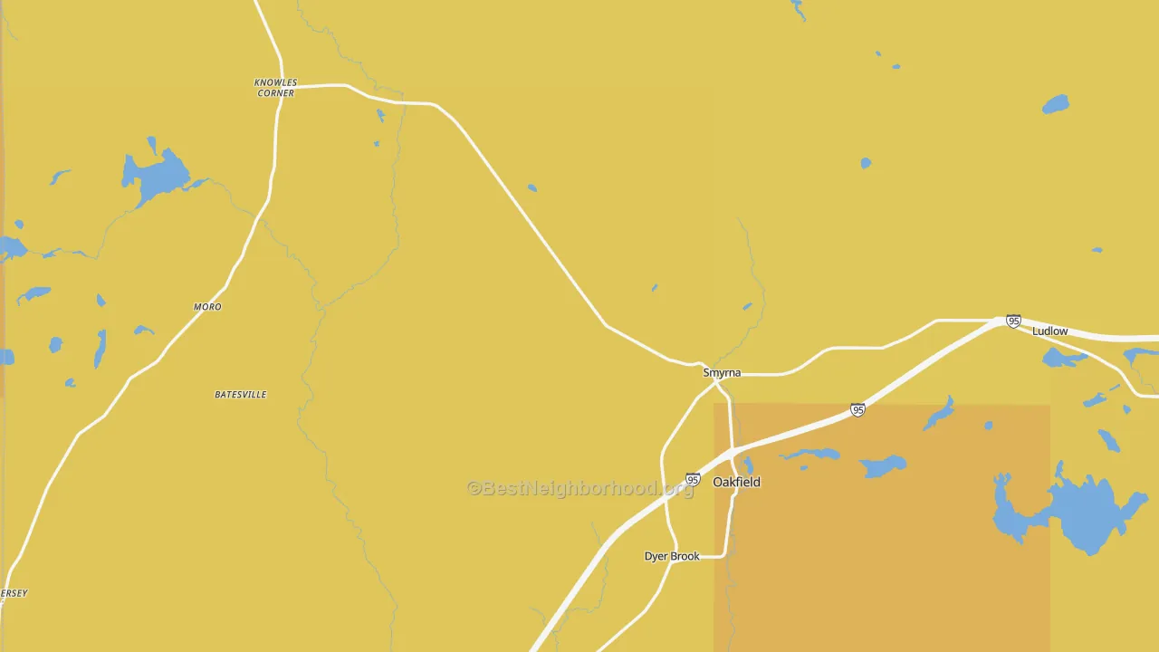 Map of the best neighborhoods in the Smyrna Mills area, with better matches in green and worse matches in red