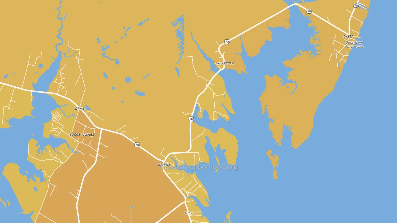 Map of the best neighborhoods in the Smyrna area, with better matches in green and worse matches in red