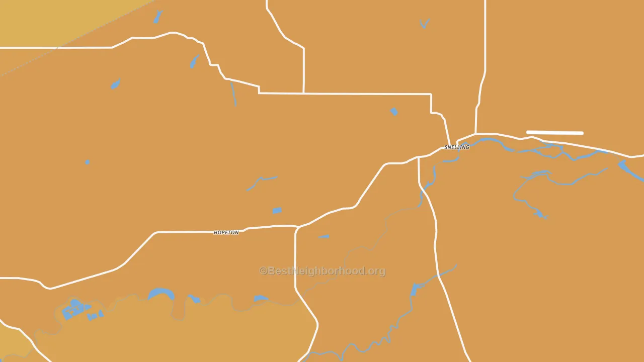 Map of the best neighborhoods in the Snelling area, with better matches in green and worse matches in red
