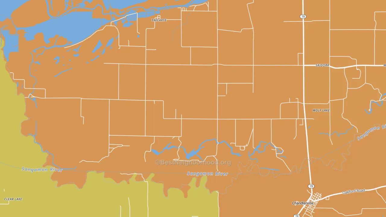 Map of the best neighborhoods in the Snicarte area, with better matches in green and worse matches in red