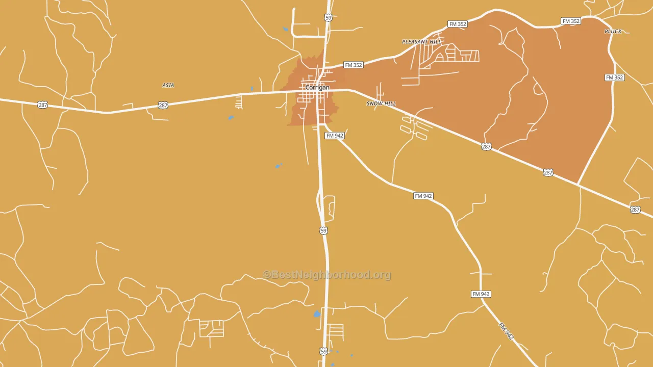 Map of the best neighborhoods in the Snow Hill area, with better matches in green and worse matches in red