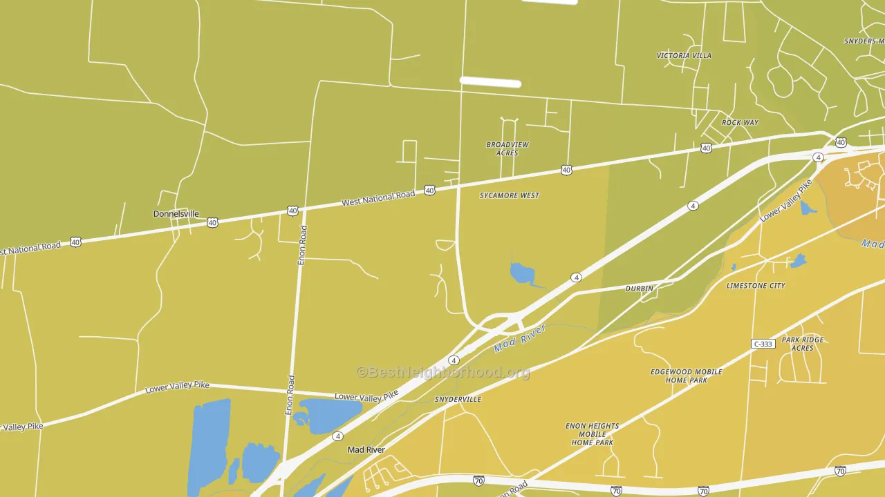 Map of the best neighborhoods in the Snyderville area, with better matches in green and worse matches in red