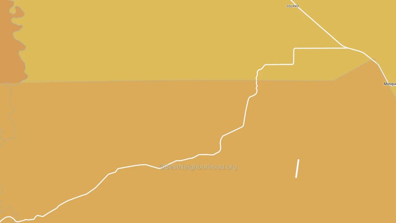 Map of the best neighborhoods in the Solano area, with better matches in green and worse matches in red