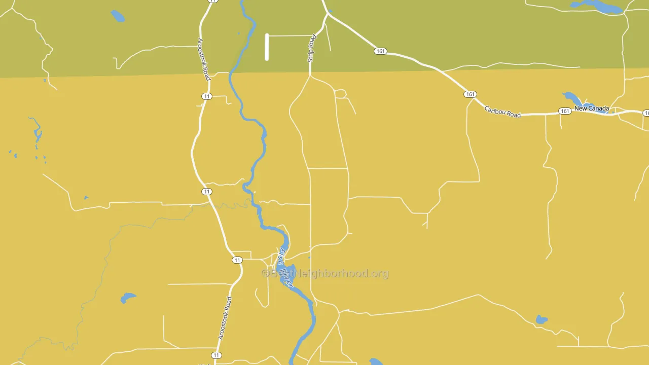 Map of the best neighborhoods in the Soldier Pond area, with better matches in green and worse matches in red
