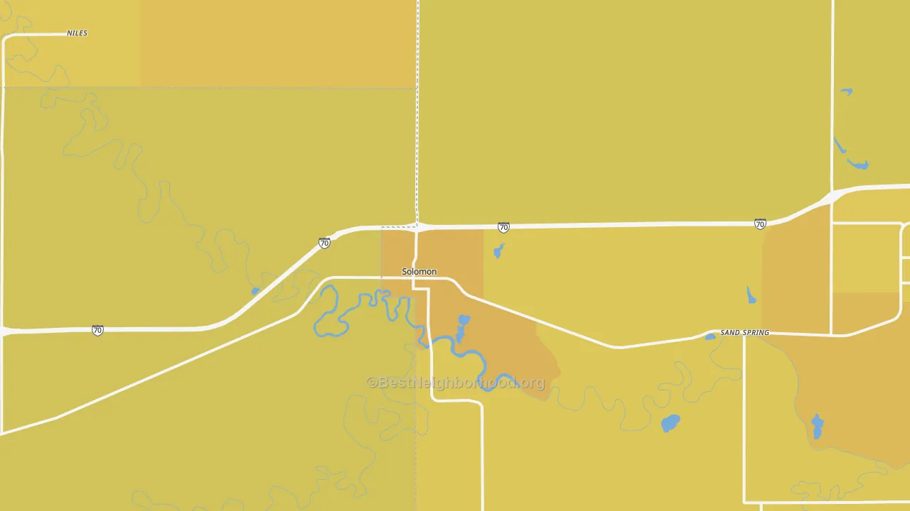 Map of the best neighborhoods in the Solomon area, with better matches in green and worse matches in red