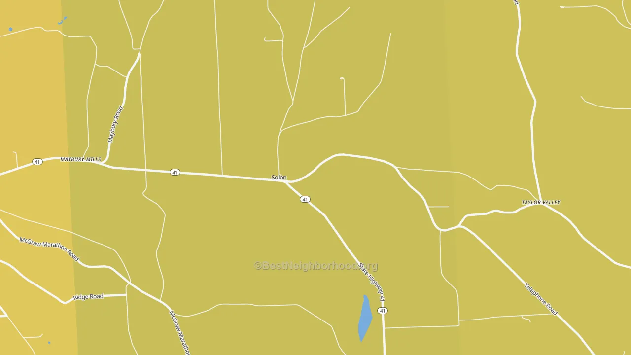Map of the best neighborhoods in the Solon area, with better matches in green and worse matches in red
