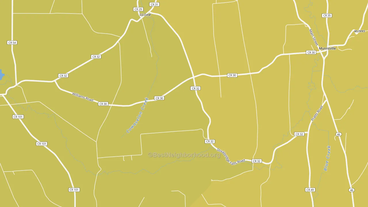 Map of the best neighborhoods in the Solsville area, with better matches in green and worse matches in red