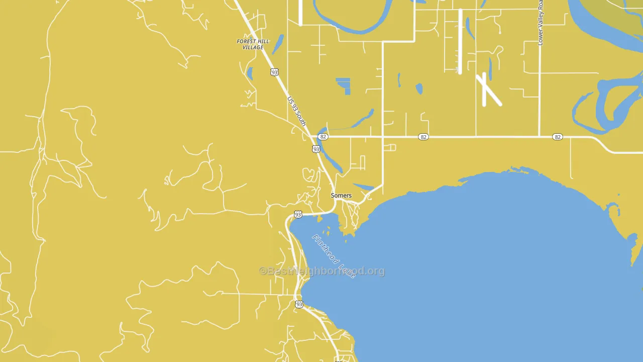 Map of the best neighborhoods in the Somers area, with better matches in green and worse matches in red