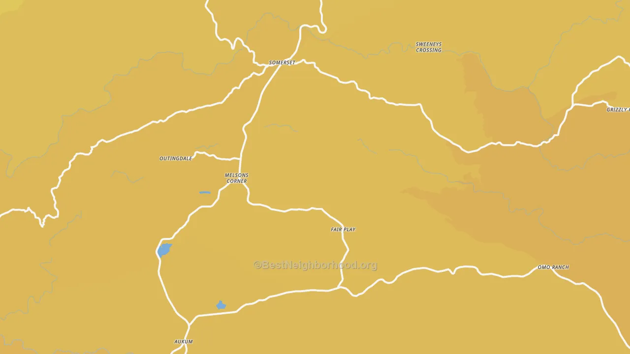 Map of the best neighborhoods in the Somerset area, with better matches in green and worse matches in red