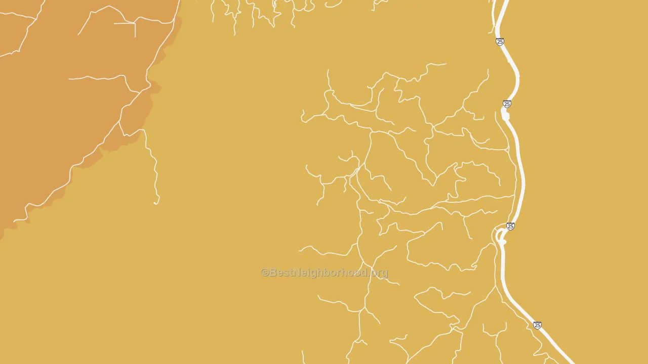 Map of the best neighborhoods in the Sopris area, with better matches in green and worse matches in red