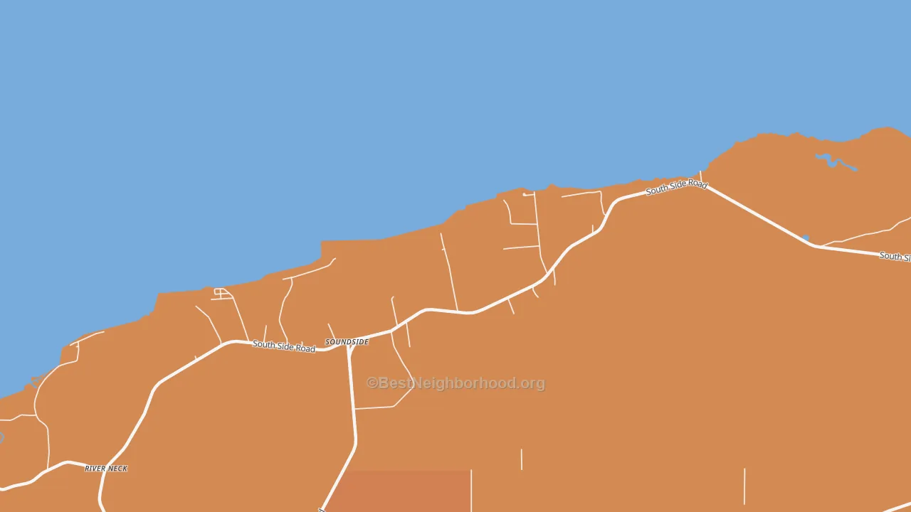 Map of the best neighborhoods in the Soundside area, with better matches in green and worse matches in red