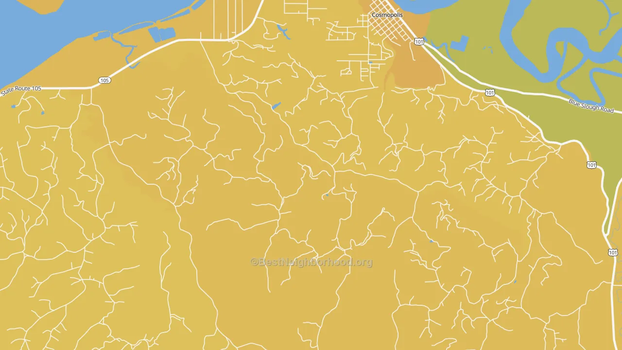 Map of the best neighborhoods in the South Aberdeen area, with better matches in green and worse matches in red