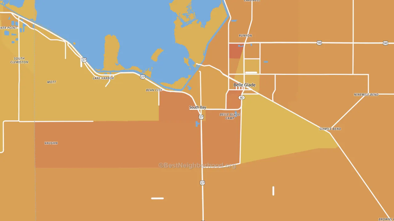 Map of the best neighborhoods in the South Bay area, with better matches in green and worse matches in red