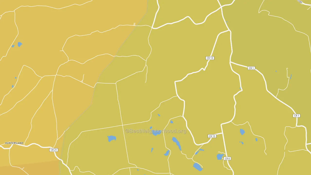 Map of the best neighborhoods in the South Berne area, with better matches in green and worse matches in red