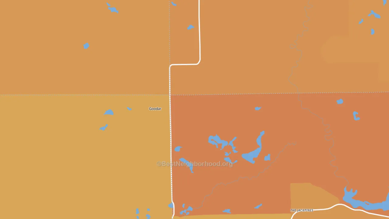 Map of the best neighborhoods in the South Branch area, with better matches in green and worse matches in red