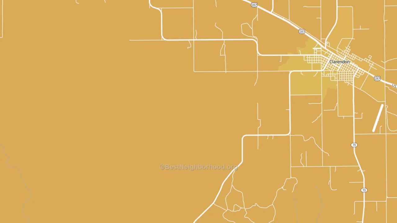 Map of the best neighborhoods in the South Brice area, with better matches in green and worse matches in red