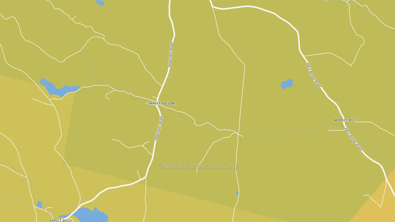 Map of the best neighborhoods in the South Danville area, with better matches in green and worse matches in red
