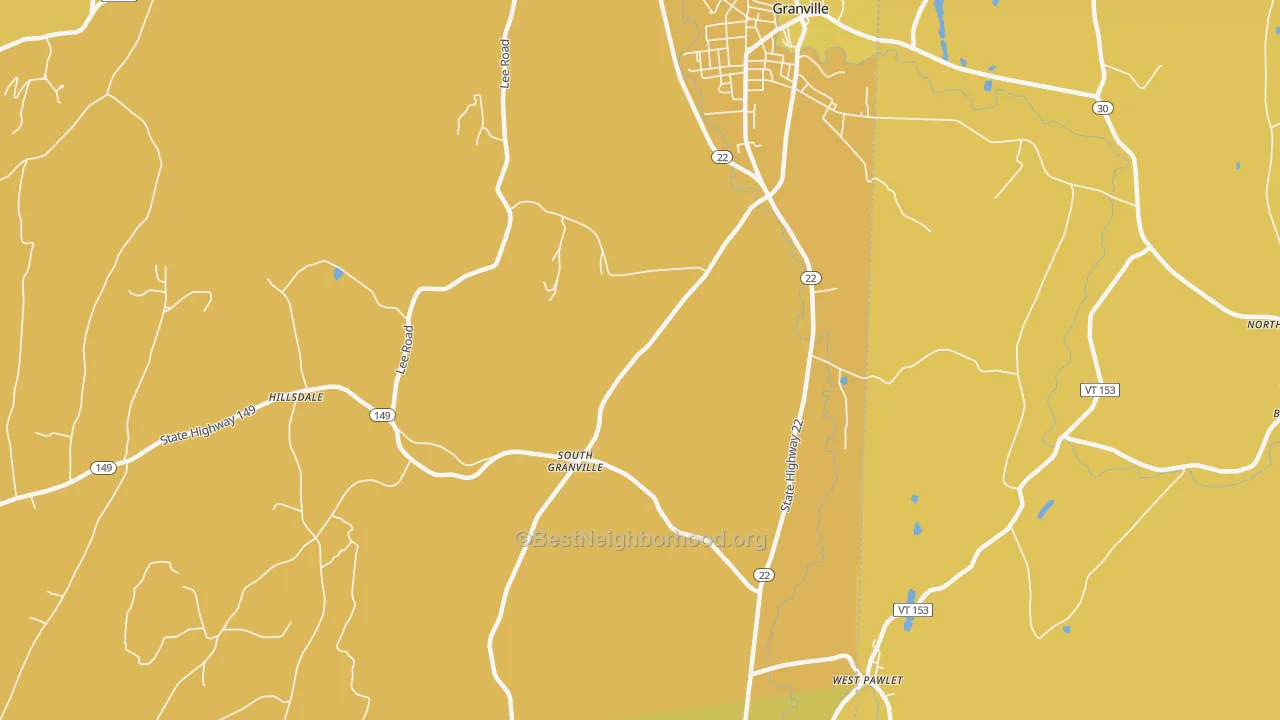 Map of the best neighborhoods in the South Granville area, with better matches in green and worse matches in red